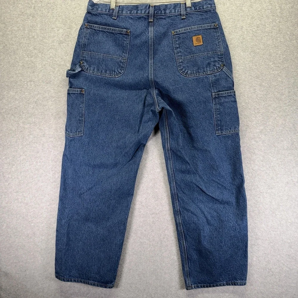 Carhartt Double Knee Jeans Mens 36x30 Blue Relaxed Straight Carpenter Denim - Picture 6 of 8